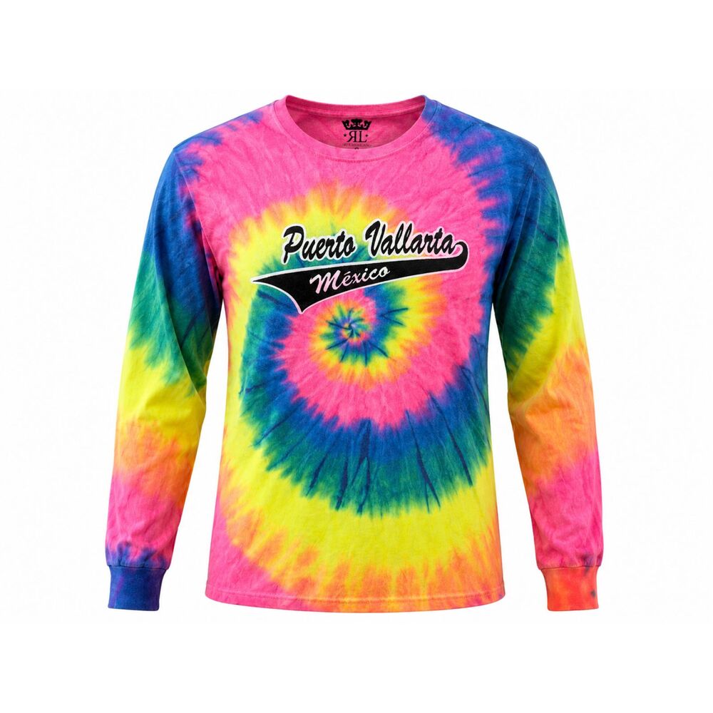 Puerto Vallarta Mexico Tie Dye Long Sleeve Graphic T-Shirt Adult Large